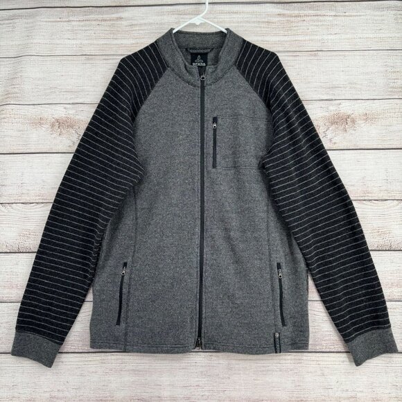 prAna Rohan Wool Full Zip Sweater Jacket Men's Size XXL Gray/Black‎ - Picture 1 of 13